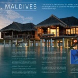 magazine spread showing Maldives resort
