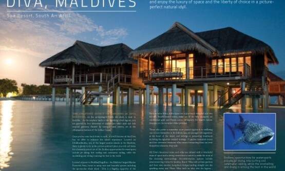 magazine spread showing Maldives resort