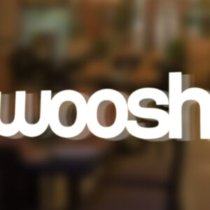 woosh brand on glass