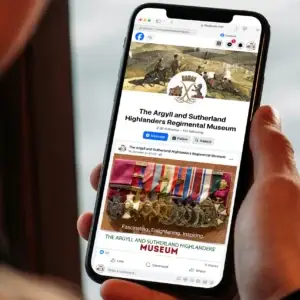 Regimental Museum website on a mobile phone