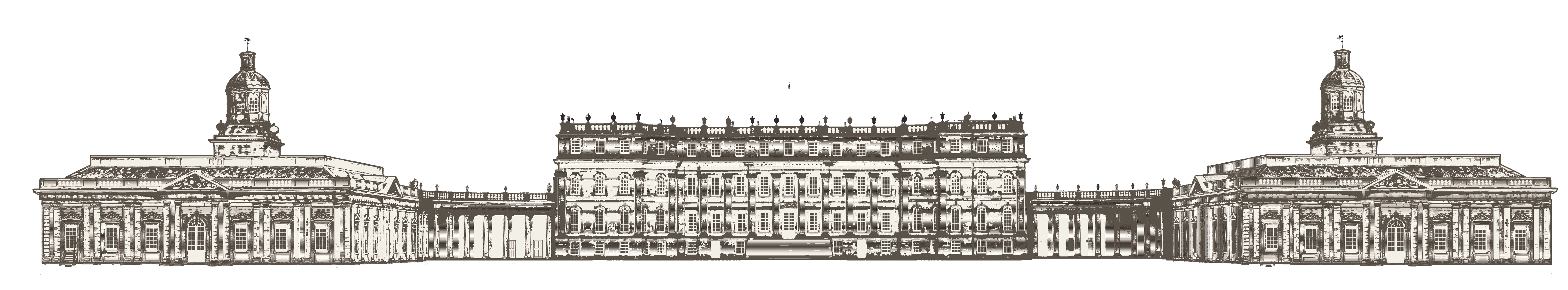 Historic building illustrator - Hand-drawn Hopetoun house elevation illustration from the design studio in Falkirk