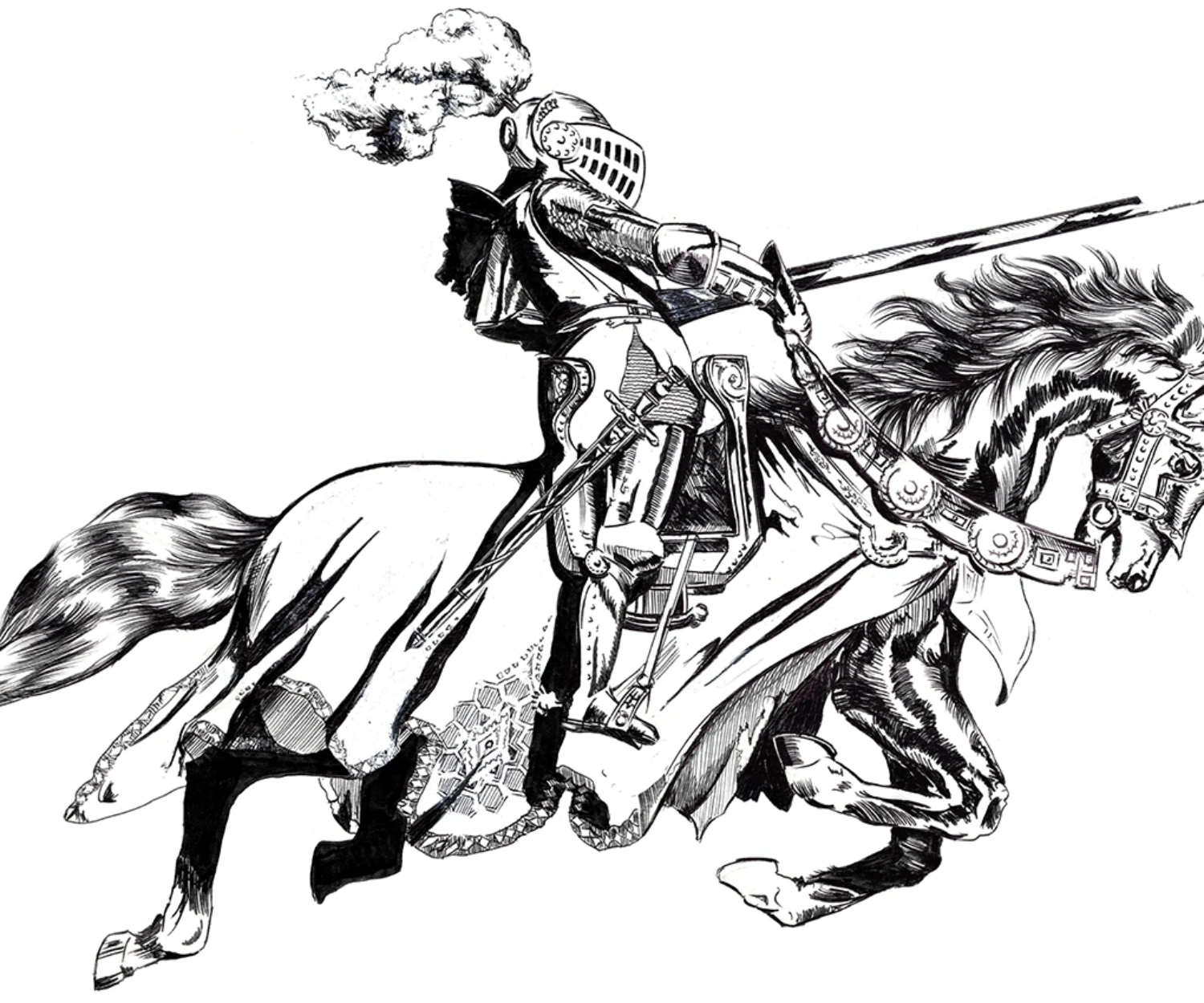 hand-drawn biro illustration on card 1980
