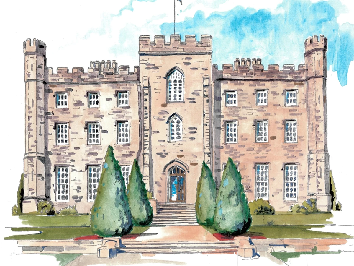 Historic building illustrator- Hand-painted watercolour on paper from the design studio in Falkirk
