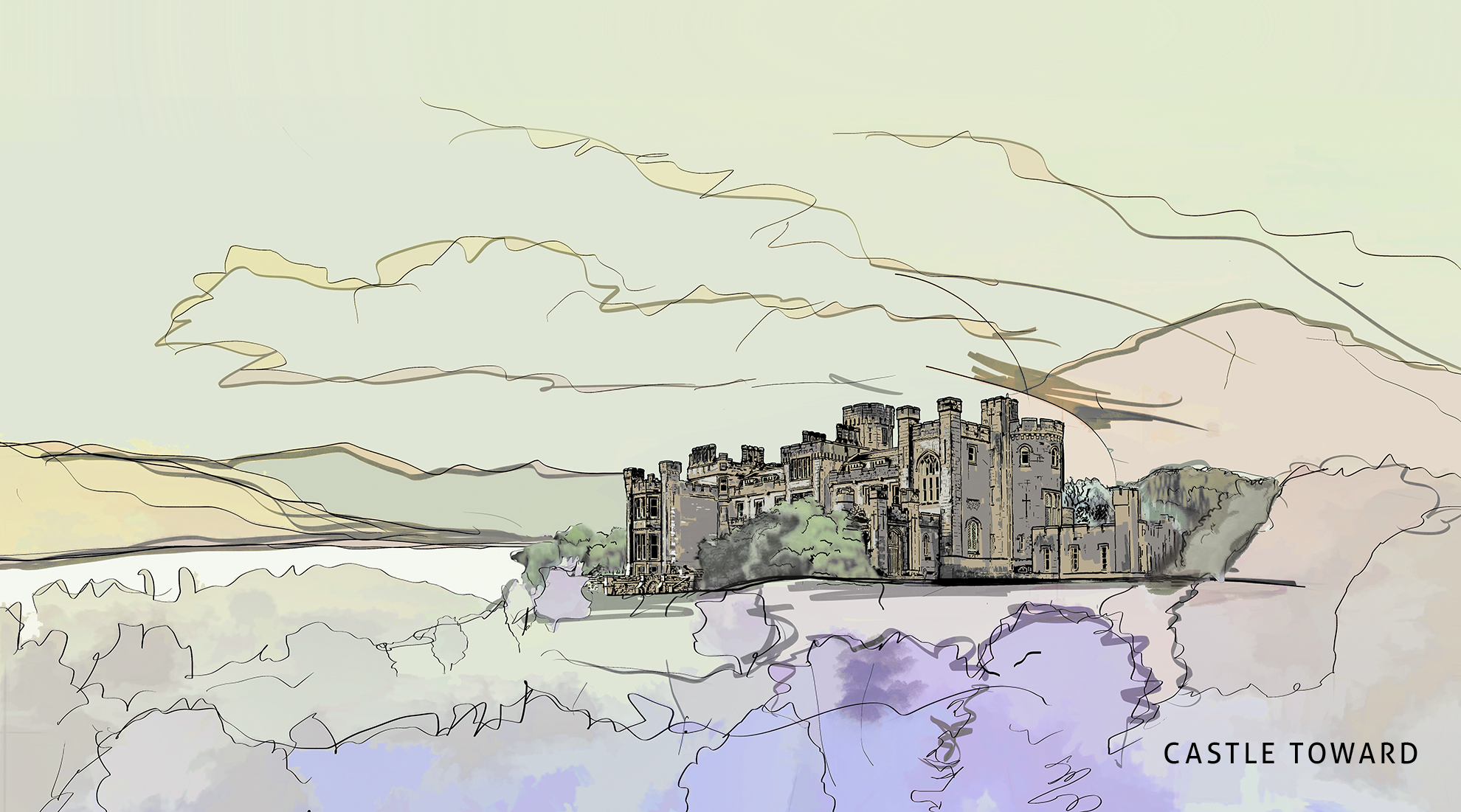 CASTLE TOWARD hand-drawn sketch by Don Jack