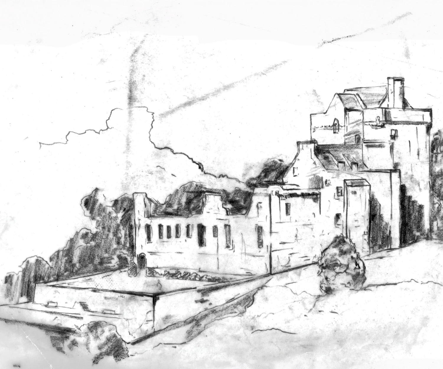 hand-draw illustration graphite pencil on paper