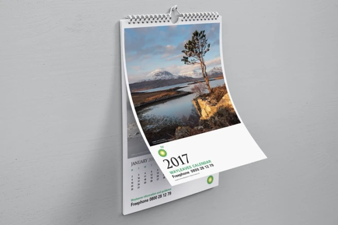 BP Wayleaves wall calendar designed by IDEAS